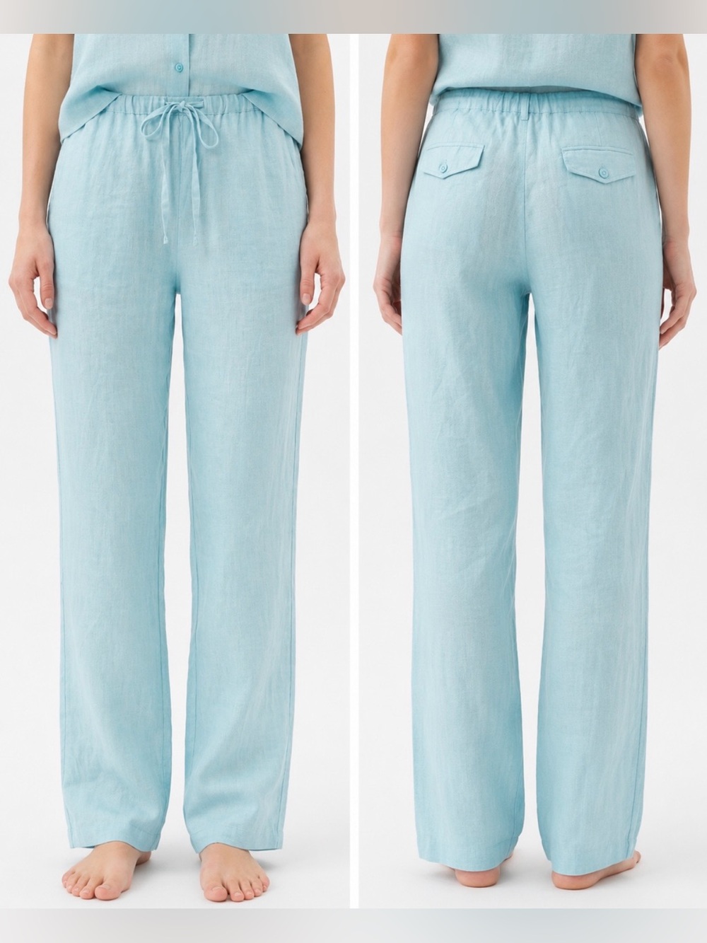 MASSIMO Pale Blue Linen With Wide Leg Pants